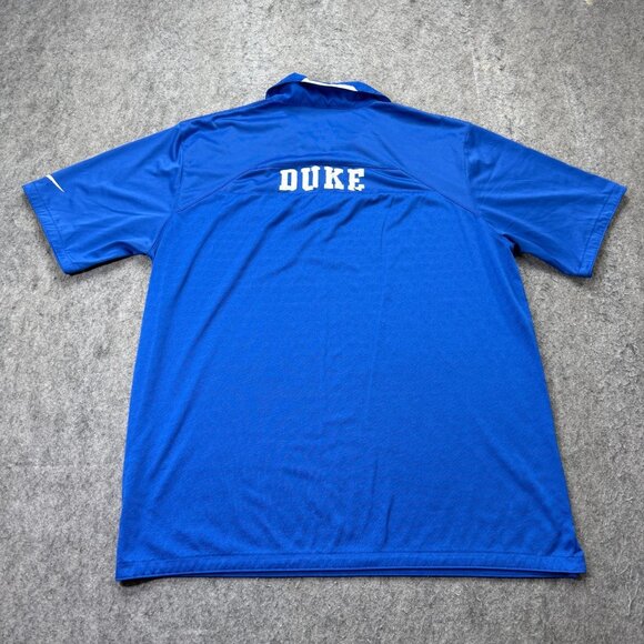 Duke Blue Devils Nike Polo Shirt Men L Blue Performance Short Sleeve - Picture 9 of 15